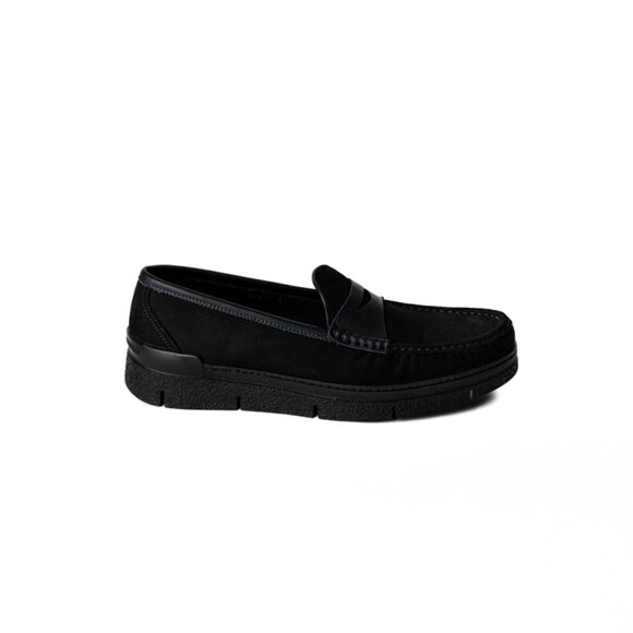 New 100% Italian Made Men Suede Loafers, Midnight, Black - Picture 1 of 5